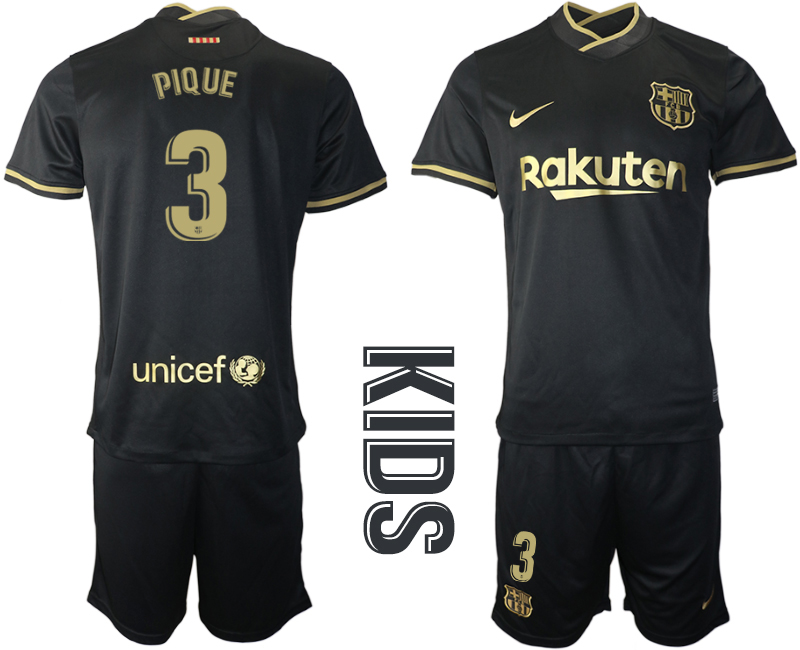 Youth 2020-2021 club Barcelona away #3 black Soccer Jerseys